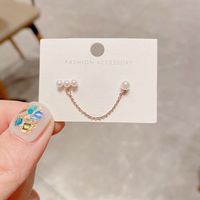 Korean Personalized Integrated Chain Pearl Earrings main image 4