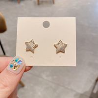 Korean Copper Inlaid Zircon Beads Star Earrings main image 4