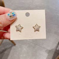 Korean Copper Inlaid Zircon Beads Star Earrings main image 6