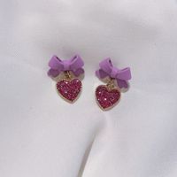 Cute Sweet Bow Heart-shaped Earrings main image 4