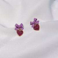 Cute Sweet Bow Heart-shaped Earrings main image 5