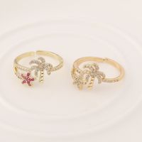 Mode Kupfer 18k Gold Kokospalme Blumen Geometrischer Ring main image 2