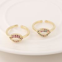 Simple Copper Color Zircon Red Lip Opening Adjustable Ring main image 1