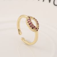 Simple Copper Color Zircon Red Lip Opening Adjustable Ring main image 5