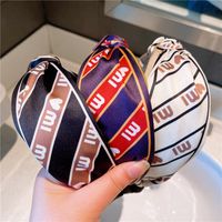 Korean Printing Color Matching Letters Twill Wide Hair Bands main image 3