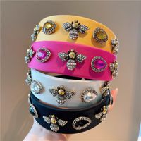 Retro Rhinestone Opal Bee Insect Wide Headband main image 1