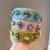 Retro Rhinestone Opal Bee Insect Wide Headband main image 4