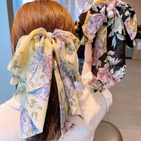 Korean Chiffon Asymmetric Big Bow Print Hairpin main image 6