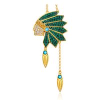 Personality Ethnic Indian Green Diamond Sapphire Long Tassel Earrings main image 3