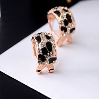 Pendientes De Cristal De Diamantes Con Patrón De Leopardo De Moda Coreana main image 3