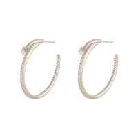 Korean Personality Exaggerated Nail Hoop Zircon Earrings main image 6