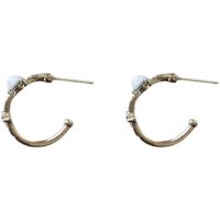 Simple C-shaped Blue Resin Diamond Metal Semicircular Earrings main image 3
