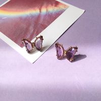 Summer Fashion Butterfly Earrings Purple Diamond Earrings main image 1