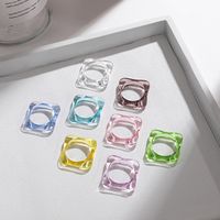 Korean Transparent Candy Color Geometric Resin Ring Wholesale main image 5