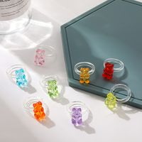 Korean Macaron Transparent Colored Bear Ring Wholesale main image 1