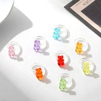 Korean Macaron Transparent Colored Bear Ring Wholesale main image 3