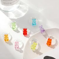 Korean Macaron Transparent Colored Bear Ring Wholesale main image 4