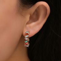 Fashion Rainbow Color Diamond C-shaped Earrings main image 1