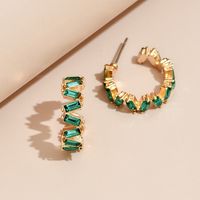 Fashion Rainbow Color Diamond C-shaped Earrings main image 5