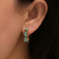 Fashion Rainbow Color Diamond C-shaped Earrings main image 7