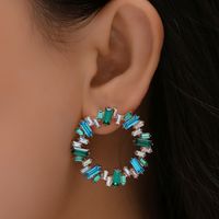 Nihaojewelry المجوهرات بالجملة سبيكة الكريستال الملونة جولة أقراط main image 3