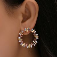 Nihaojewelry Jewelry Wholesale Alloy Crystal Colorful Round Earrings main image 6