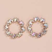 Nihaojewelry المجوهرات بالجملة سبيكة الكريستال الملونة جولة أقراط main image 9