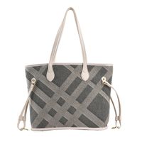 Nihaojewelry Wholesale Accessories Striped Plaid Large Capacity Tote Bag main image 6