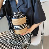 Wholesale Accessories Straw Woven Embroidery Letters Bucket Bag Nihaojewelry main image 1