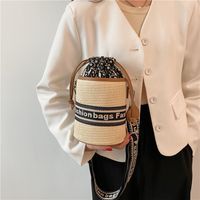 Wholesale Accessories Straw Woven Embroidery Letters Bucket Bag Nihaojewelry main image 6