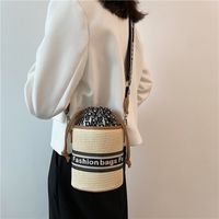 Wholesale Accessories Straw Woven Embroidery Letters Bucket Bag Nihaojewelry main image 5
