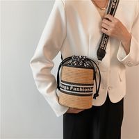 Wholesale Accessories Straw Woven Embroidery Letters Bucket Bag Nihaojewelry main image 3