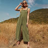 Nihaojewelry Casual Loose Solid Color Sling Sleeveless Jumpsuit Wholesale main image 4