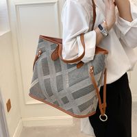 Nihaojewelry Wholesale Accessories Striped Plaid Large Capacity Tote Bag sku image 3