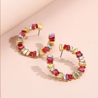 Nihaojewelry Jewelry Wholesale Fashion C-shaped Crystal Glass Earrings sku image 1