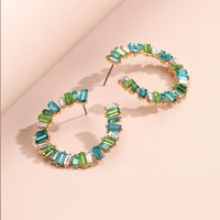 Nihaojewelry Jewelry Wholesale Fashion C-shaped Crystal Glass Earrings sku image 3