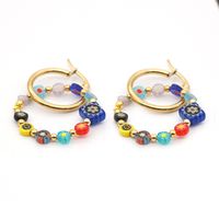 Bohemian Glazed Bead Round Earrings Wholesale main image 6