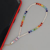 Fashion Anti-lost Acrylic Love Letter Short Rainbow Crystal Mobile Phone Chain main image 1