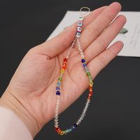 Fashion Anti-lost Acrylic Love Letter Short Rainbow Crystal Mobile Phone Chain main image 5