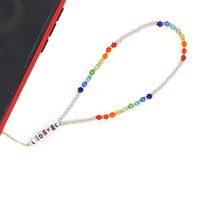 Fashion Anti-lost Acrylic Love Letter Short Rainbow Crystal Mobile Phone Chain main image 6