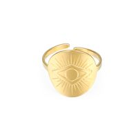 Fashion Devil's Eye Open Adjustable Golden Stainless Steel Ring main image 6