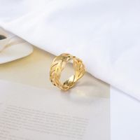 Hip-hop Gold Hollow Stainless Steel Open Ring main image 3