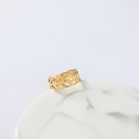 Hip-hop Gold Hollow Stainless Steel Open Ring main image 4