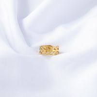 Hip-hop Gold Hollow Stainless Steel Open Ring main image 5