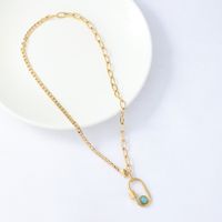 Personality Creative Stitching Golden Turquoise Necklace main image 4