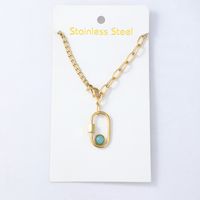 Personality Creative Stitching Golden Turquoise Necklace main image 5