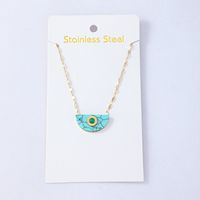 Fashion Personality Semi-circular Turquoise Golden Necklace main image 5