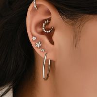 Fashion Crescent Zircon Big Hoop Earrings Set main image 1