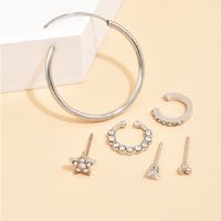 Fashion Crescent Zircon Big Hoop Earrings Set main image 4