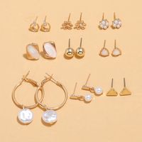 Retro Simple Pearl Geometric 9-piece Earrings main image 3